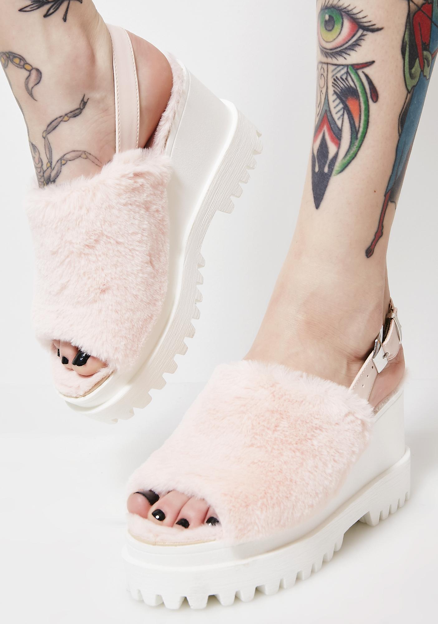 Fur Platform Chunky Sandals | Dolls Kill