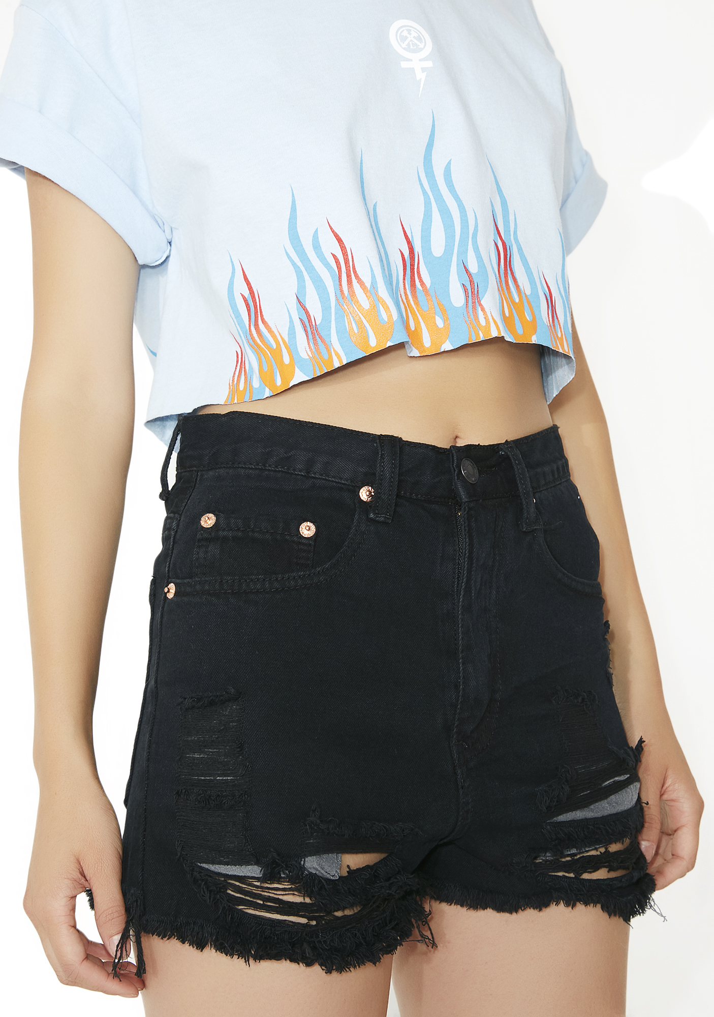 distressed shorts black