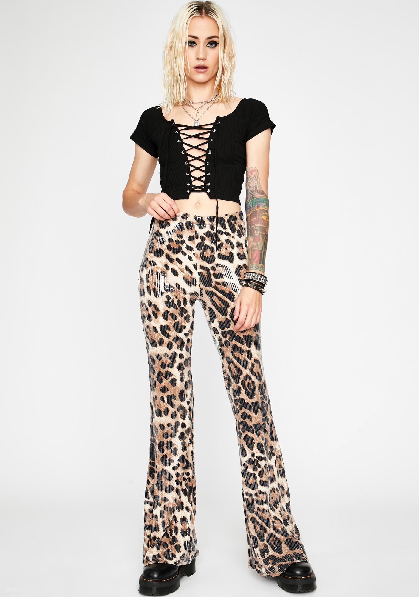 leopard print flare pants