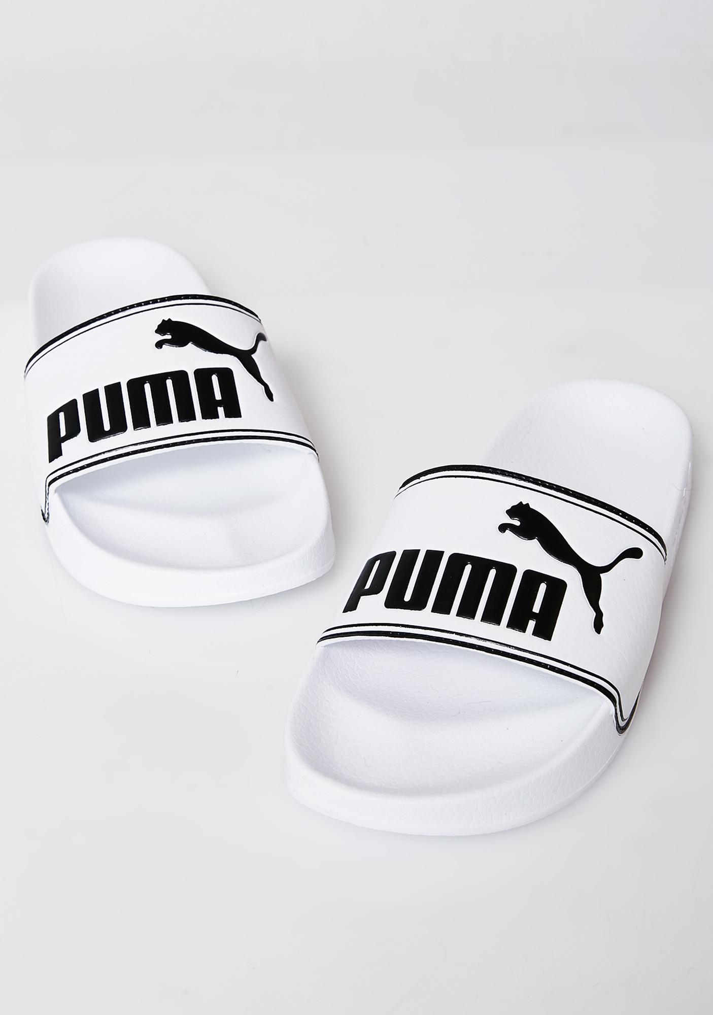 white puma sliders