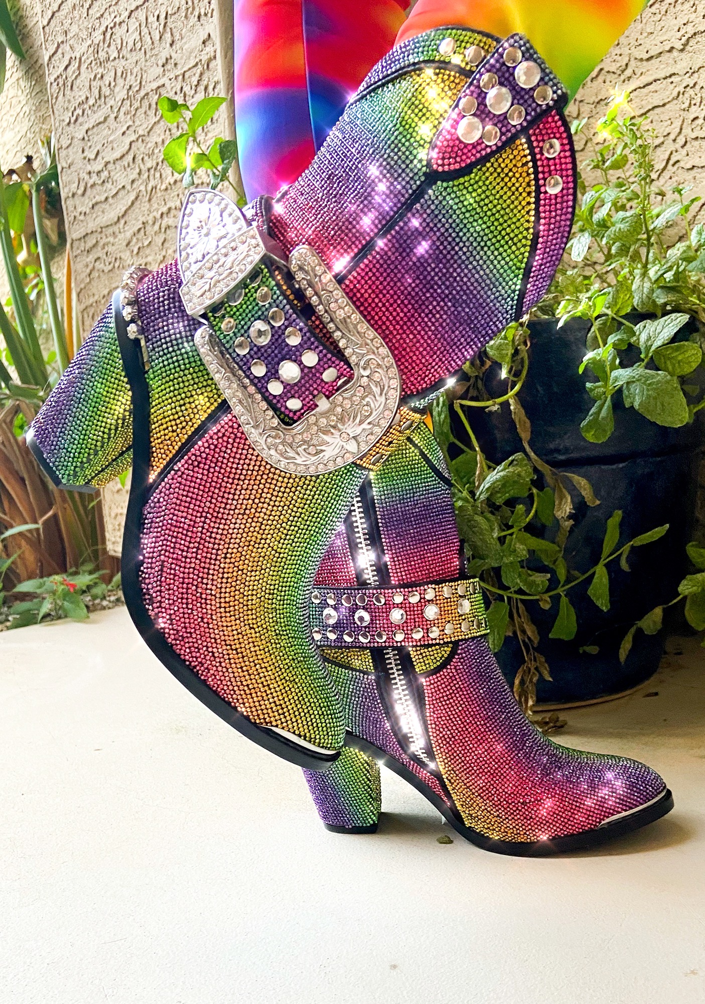 club-exx-rhinestone-cowboy-boots-rainbow-dolls-kill