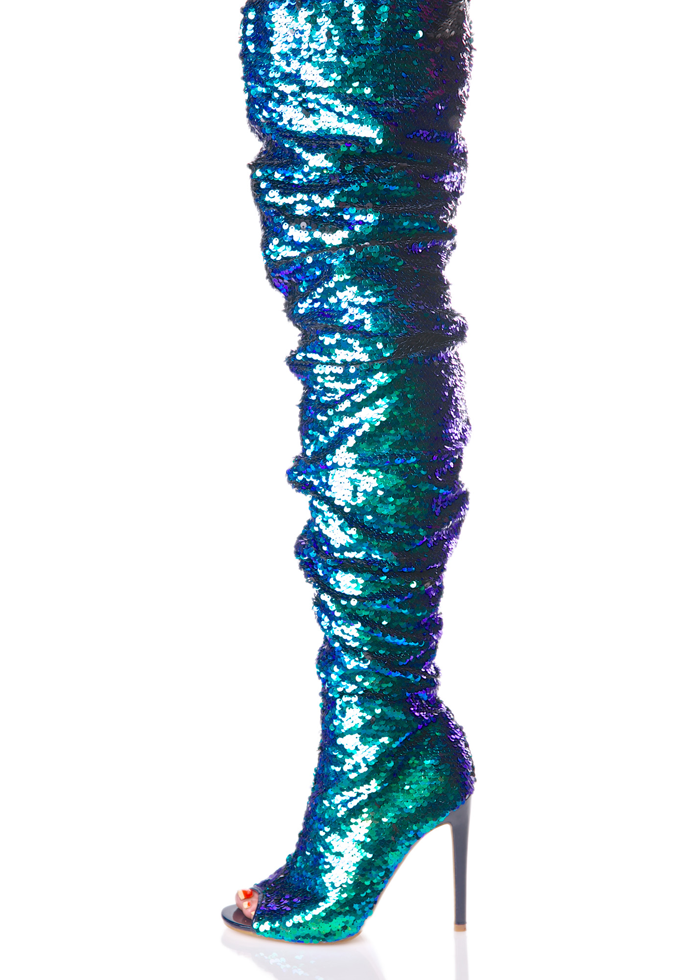 thigh high boots sequin