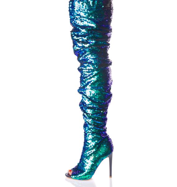 Sequin Thigh High Boot | Dolls Kill