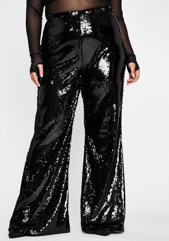 black sequin plus size pants