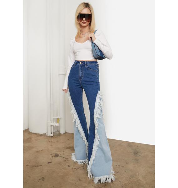 two tone high waisted jeans