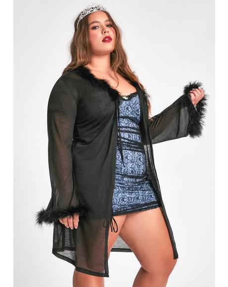 long sheer mesh robe