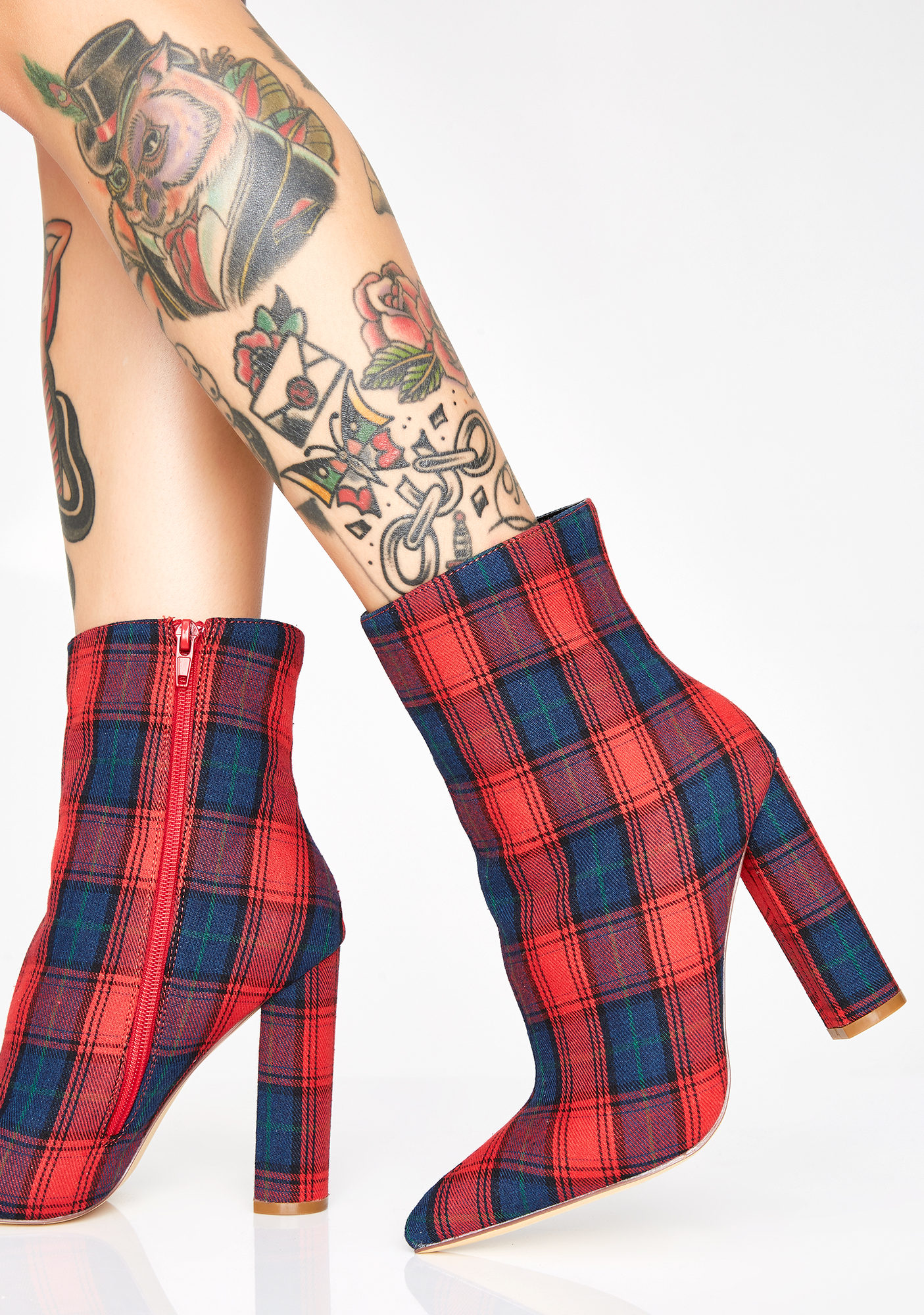 plaid booties