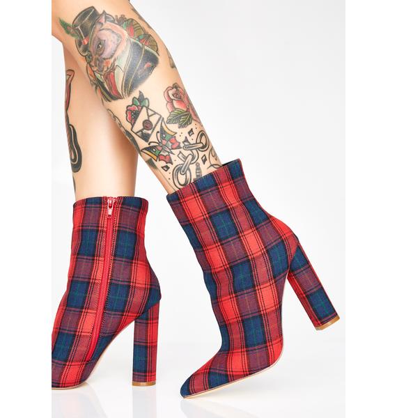 red plaid booties