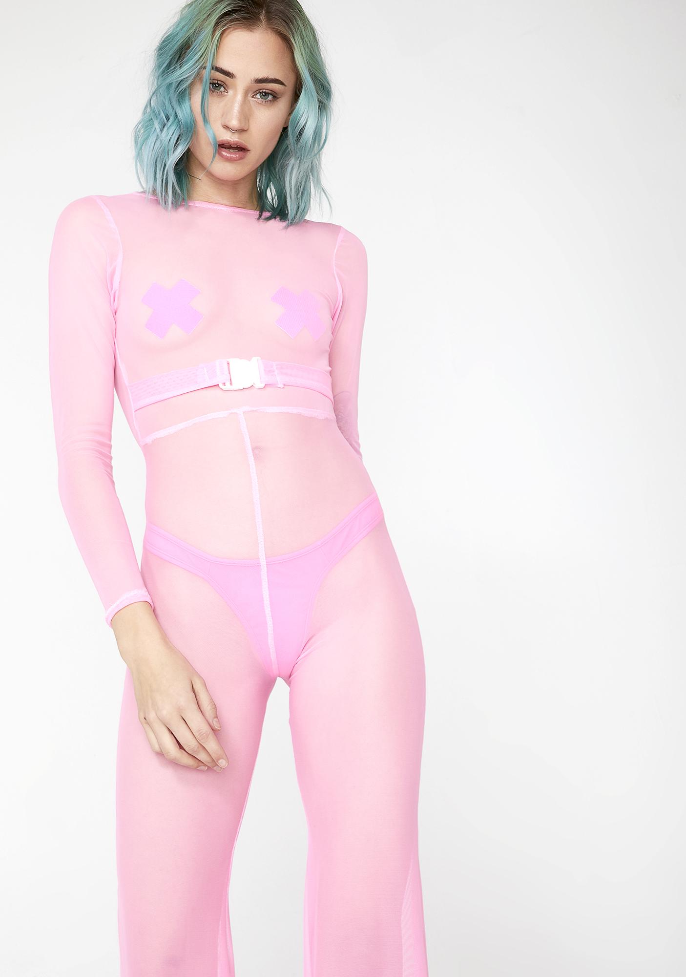 pink sheer jumpsuit