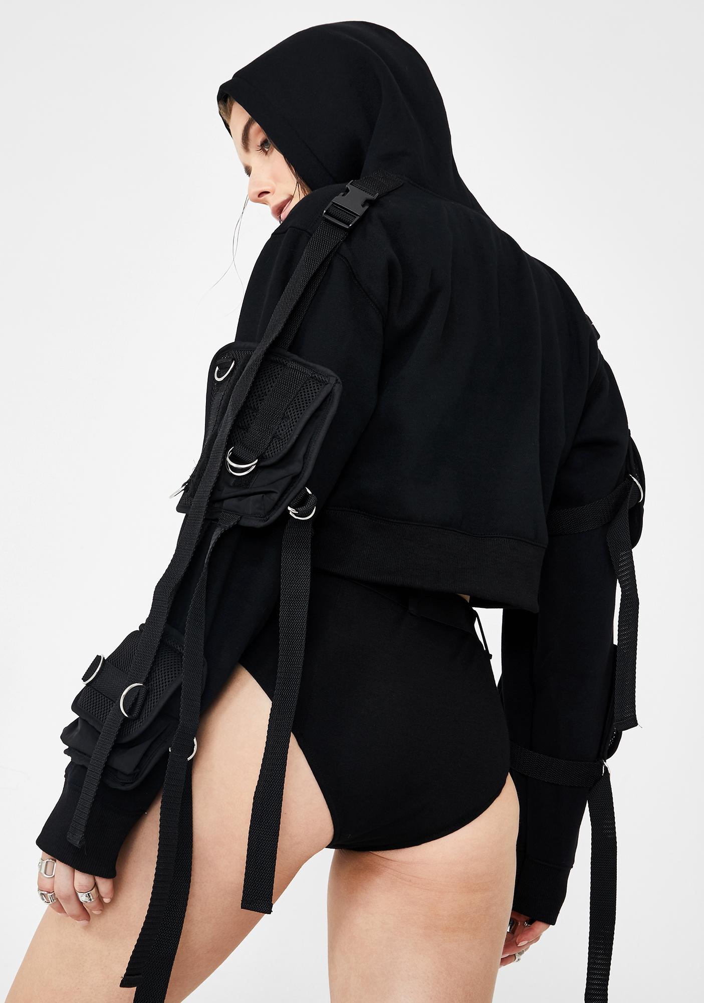 Namilia Crop Hoodie With Detachable Tactical Pocket Cage Dolls Kill