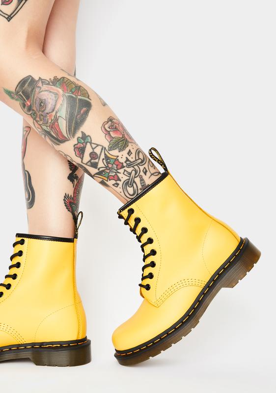 yellow dr martens boots