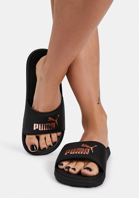 rose gold puma slides