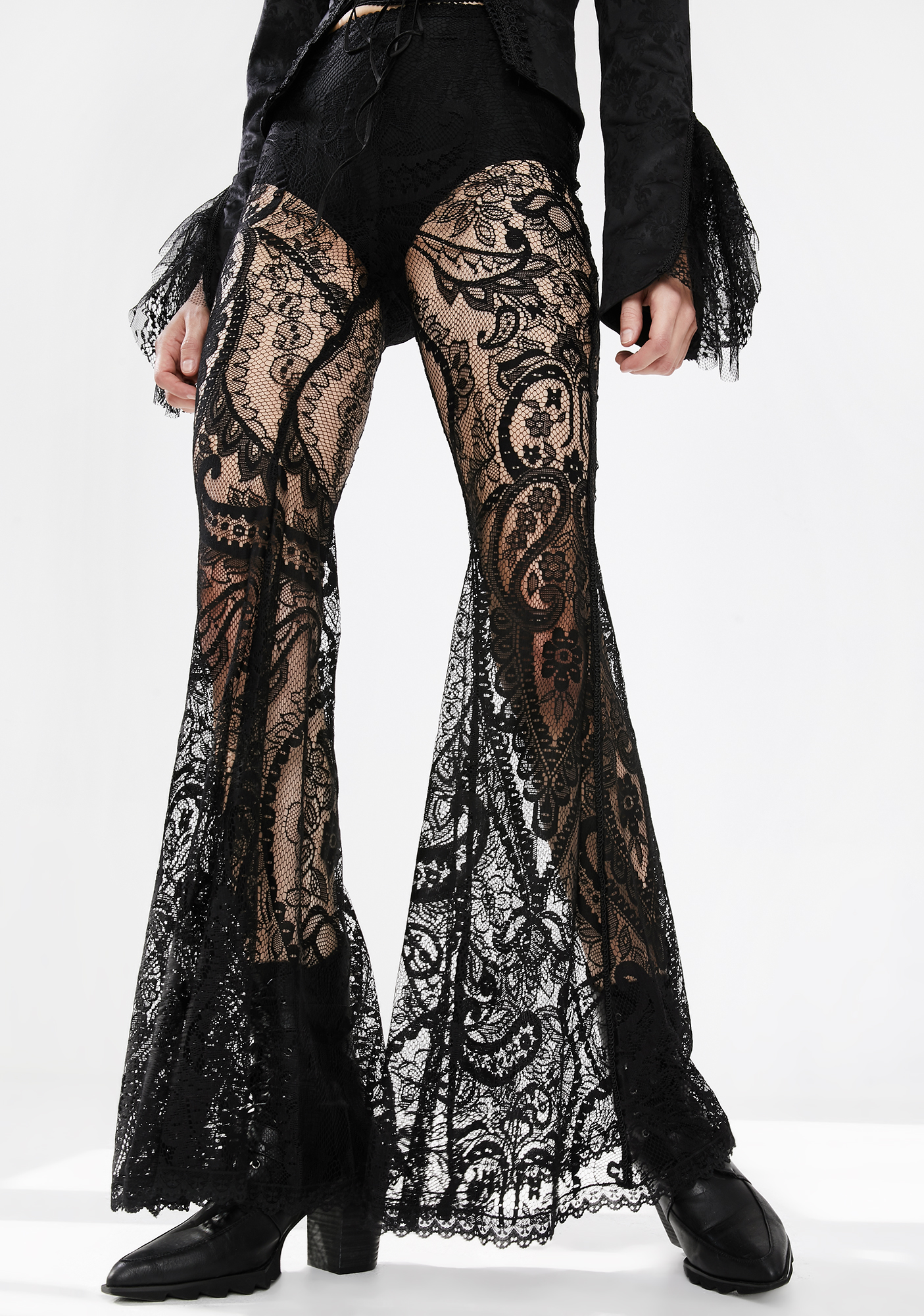 Punk Rave Gothic Paisley Lace Trousers Dolls Kill