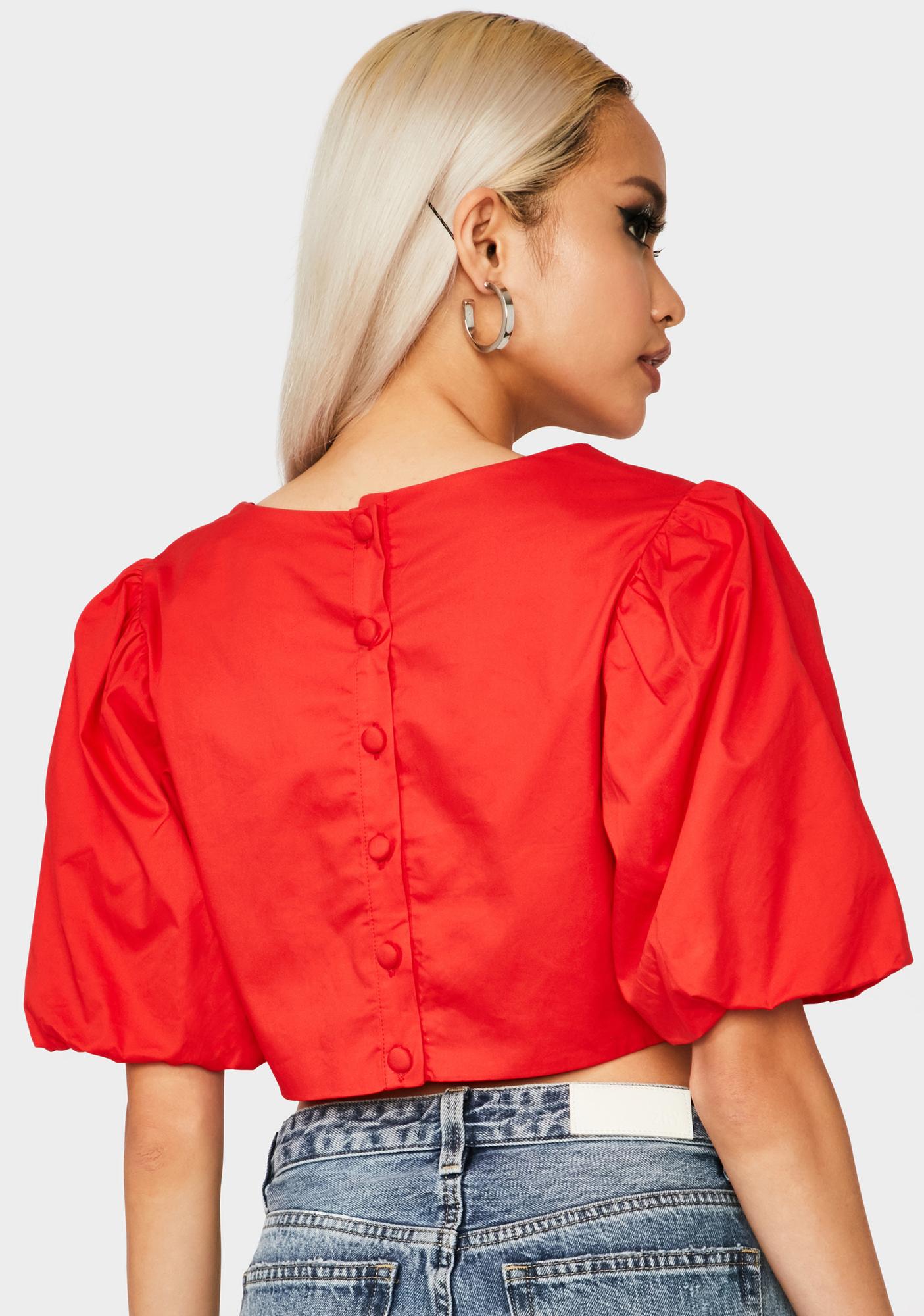 Glamorous Short Sleeve Puff Crop Top Dolls Kill