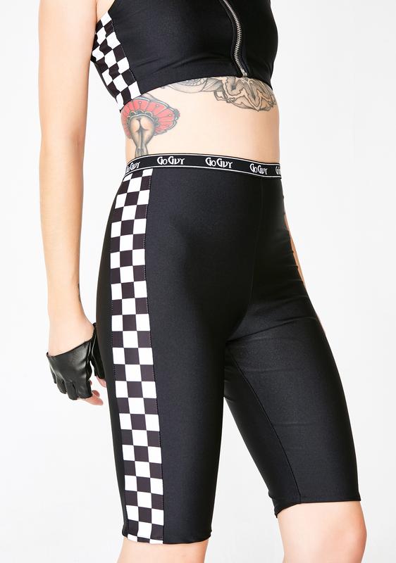 checkerboard tights shorts