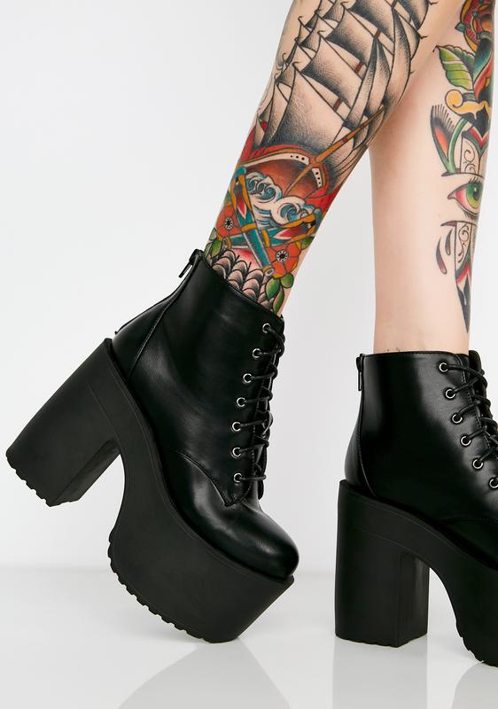 leather platform booties