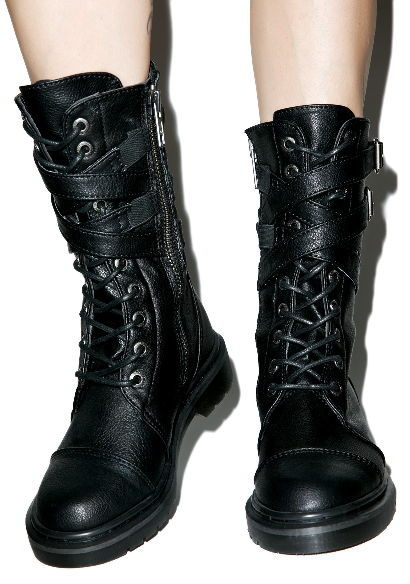 strappy combat boots