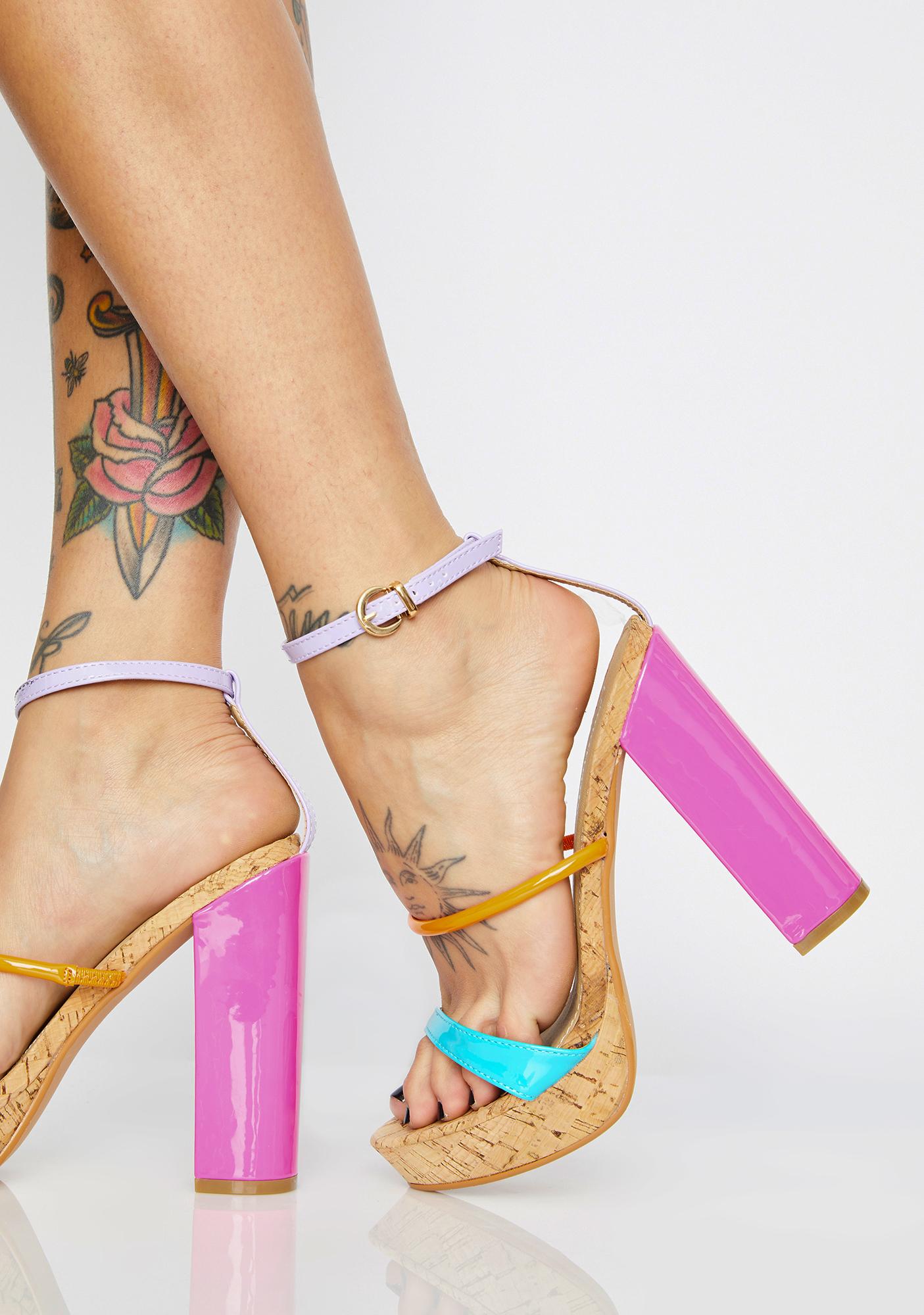 cork platform heels