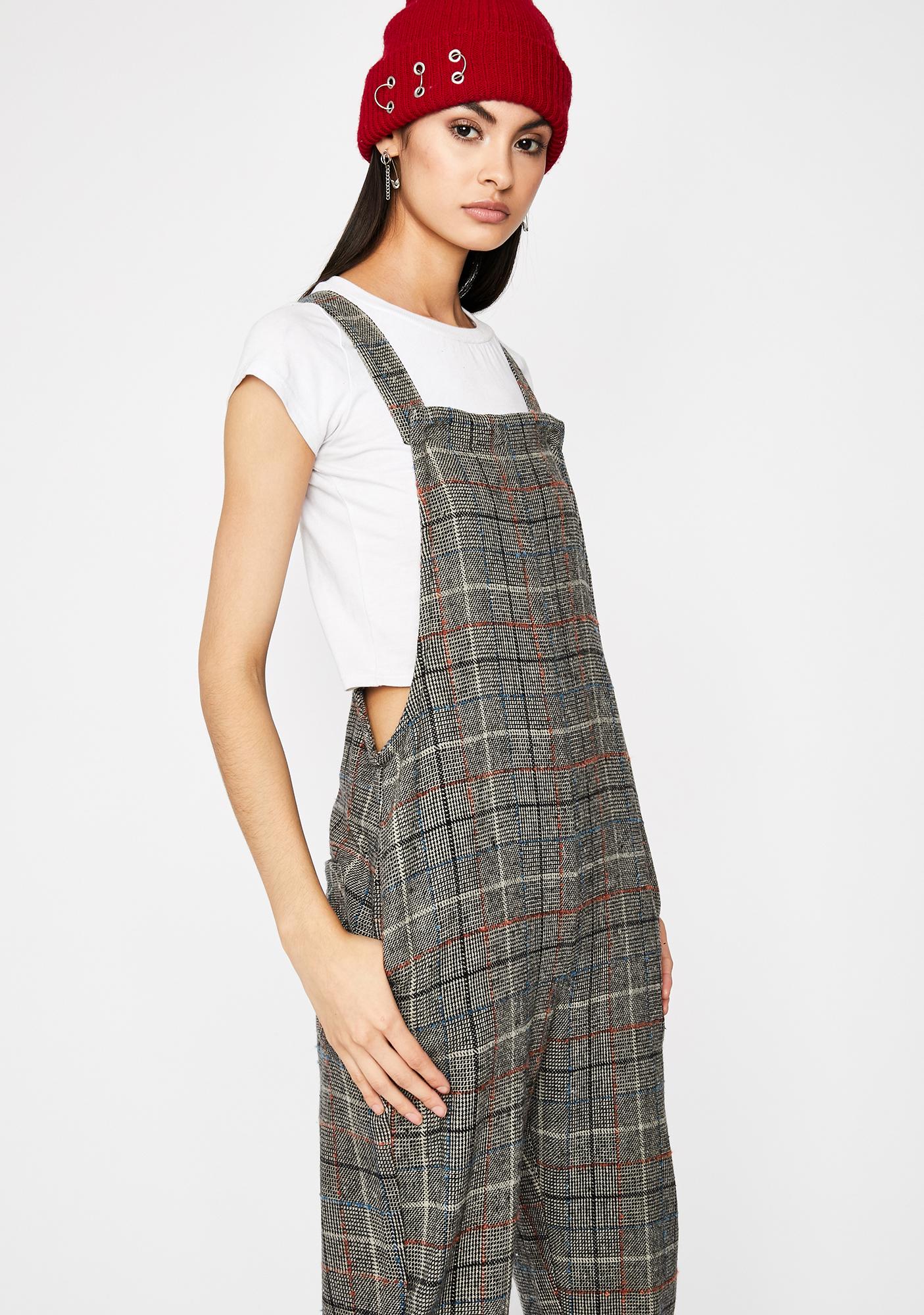 plaid skirt overalls