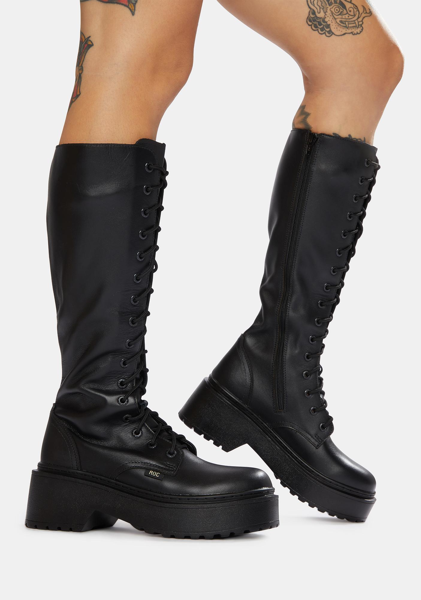 ROC Boots Australia Tulsa Leather Calf-High Boots | Dolls Kill