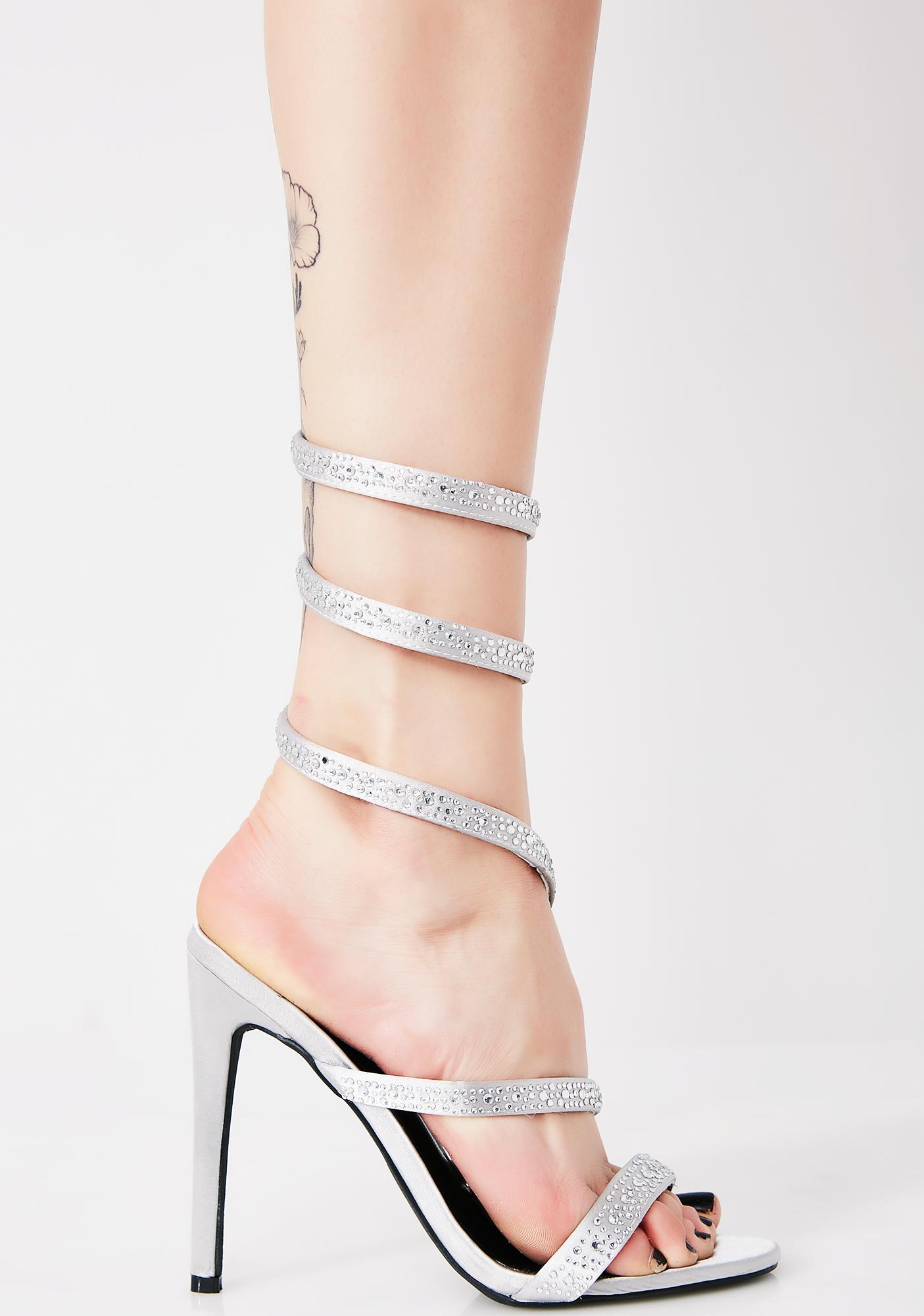 silver spiral heels