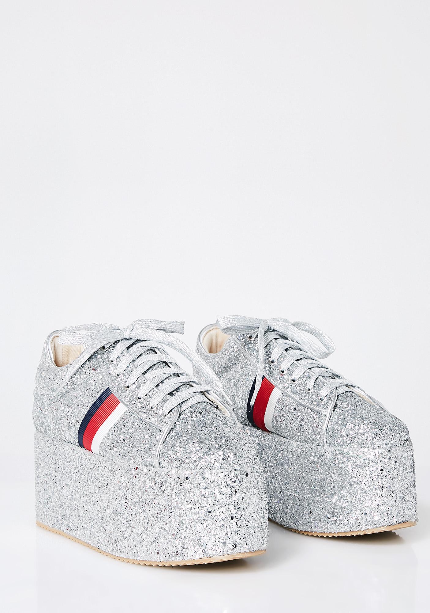 Glitter Silver Platform Sneakers 
