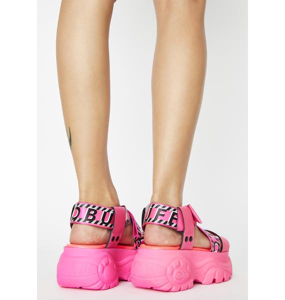 Buffalo London Neon Pink Bo Platform Sandals | Dolls Kill