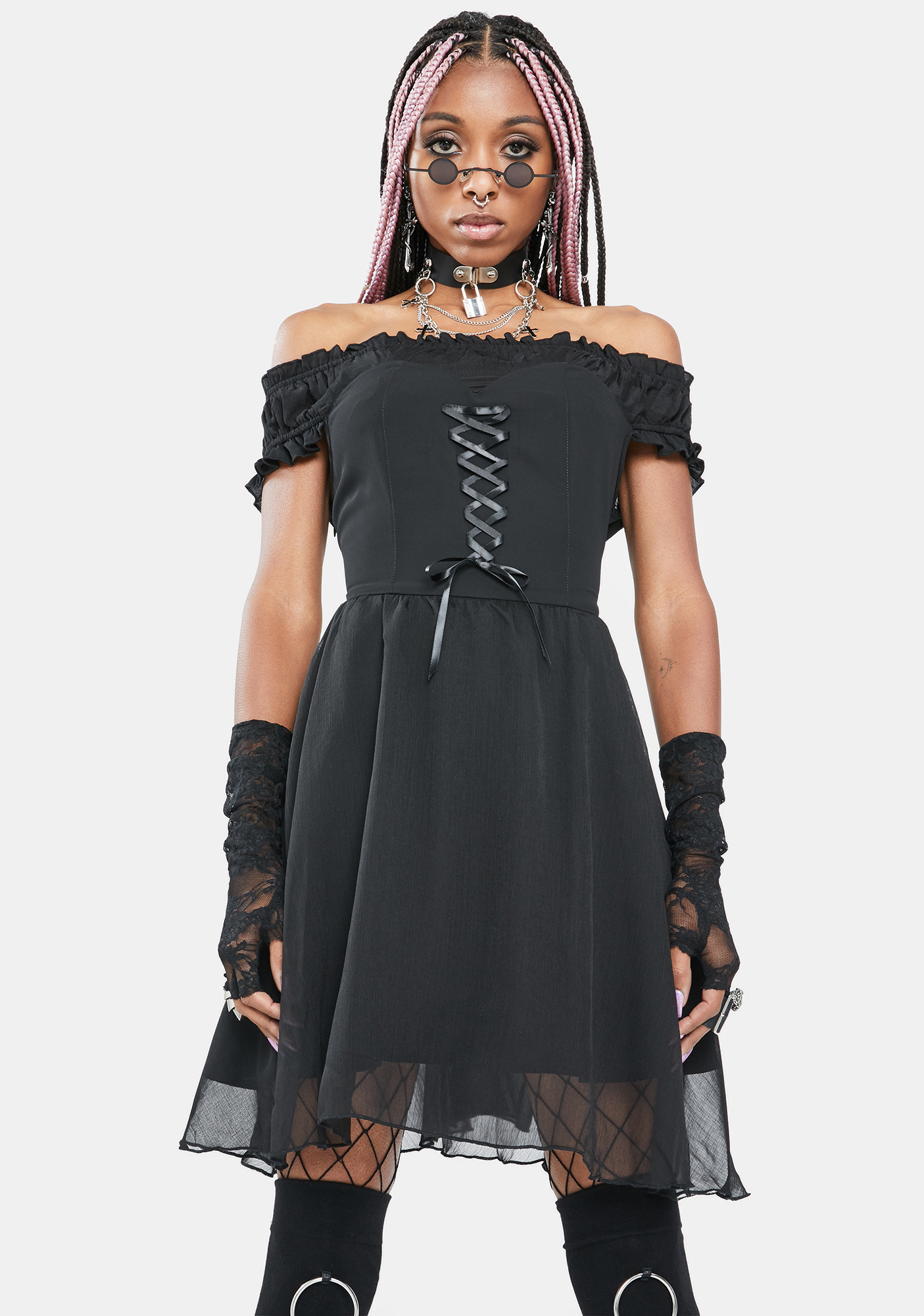 Punk Rave Gloomy Innocence Off The Shoulder Dress | Dolls Kill