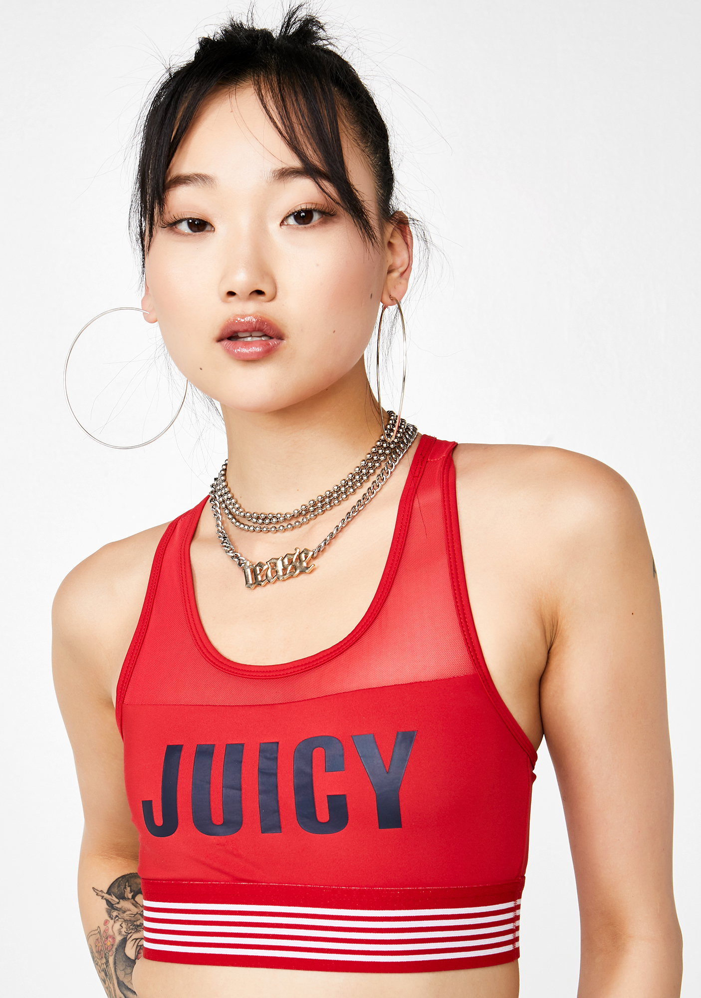 JUICY COUTURE Juicy Mesh Mixed Cropped Top | Dolls Kill