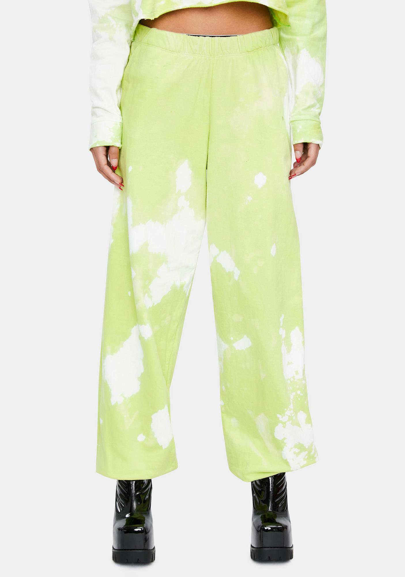 green and white tie dye sweatpants