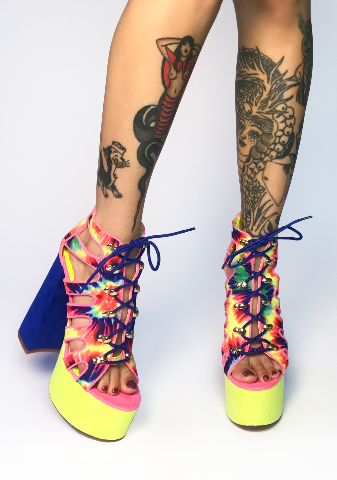 tie dye platform heels
