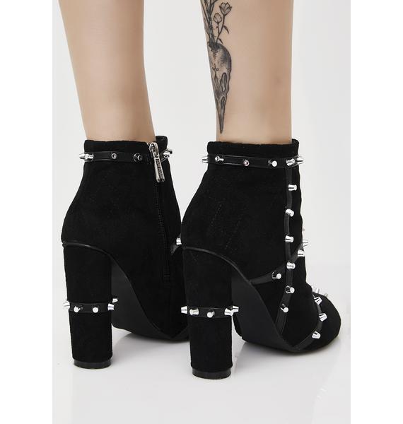 black studded booties low heel