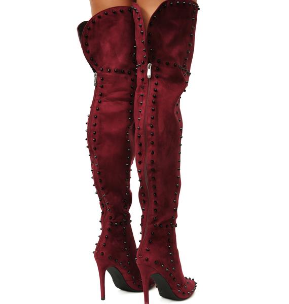 high burgundy boots