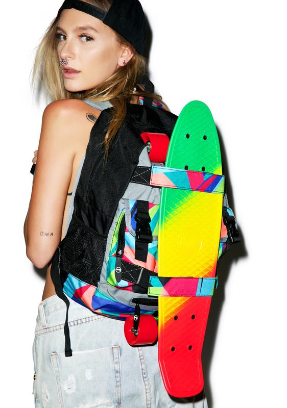 penny board in backpack