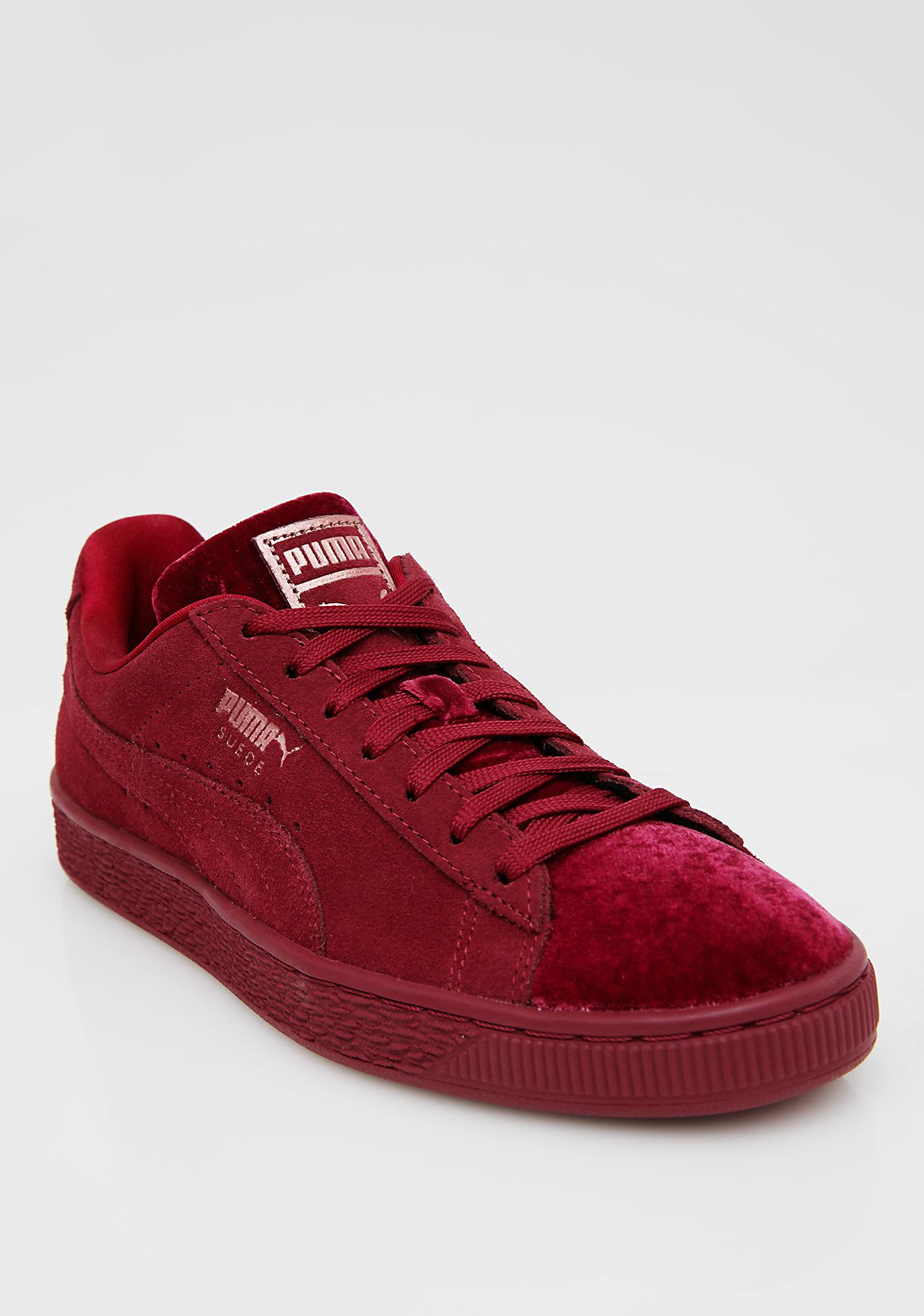 puma red velvet shoes