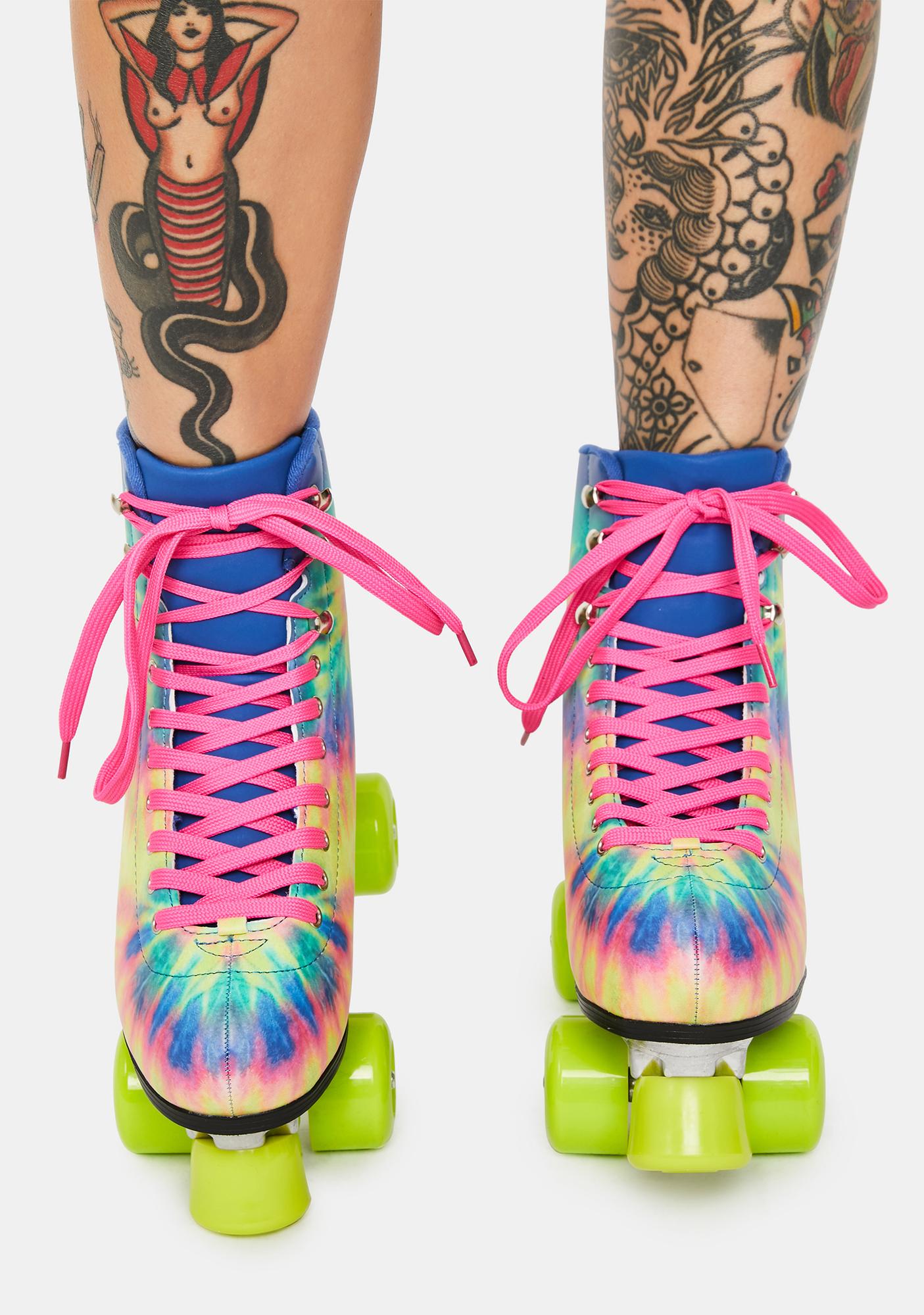 Lace Up Roller Skates Rainbow Tie Dye Dolls Kill