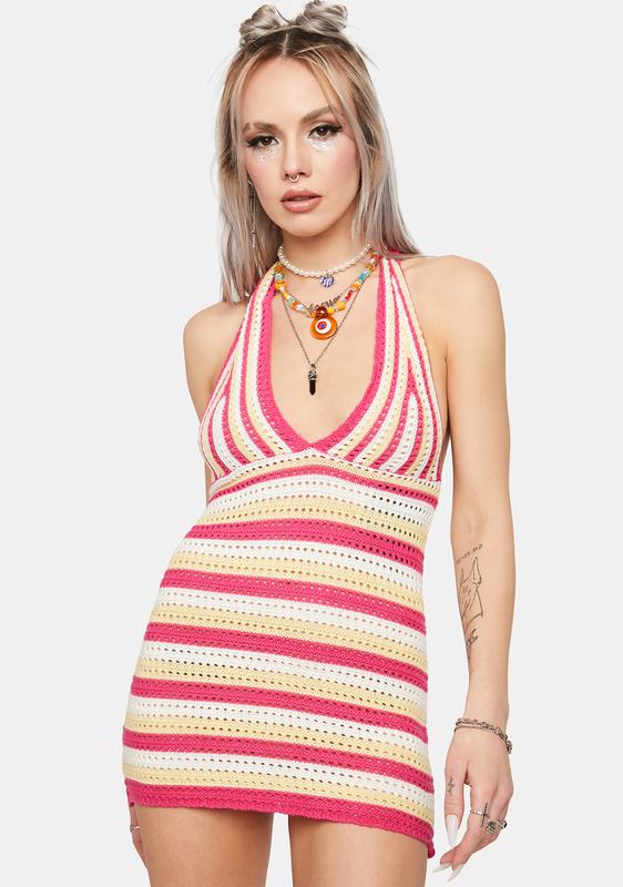 striped crochet dress