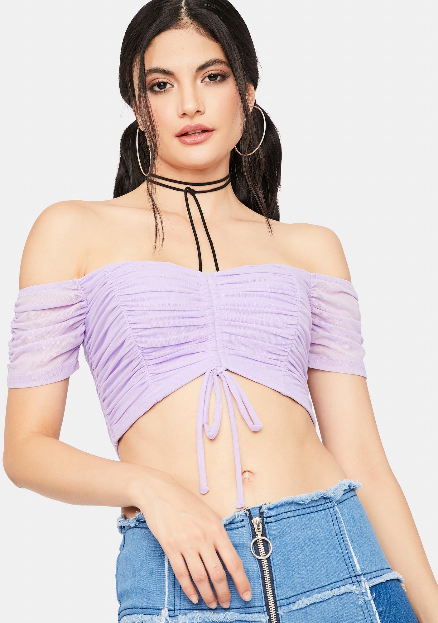 sheer off the shoulder crop top