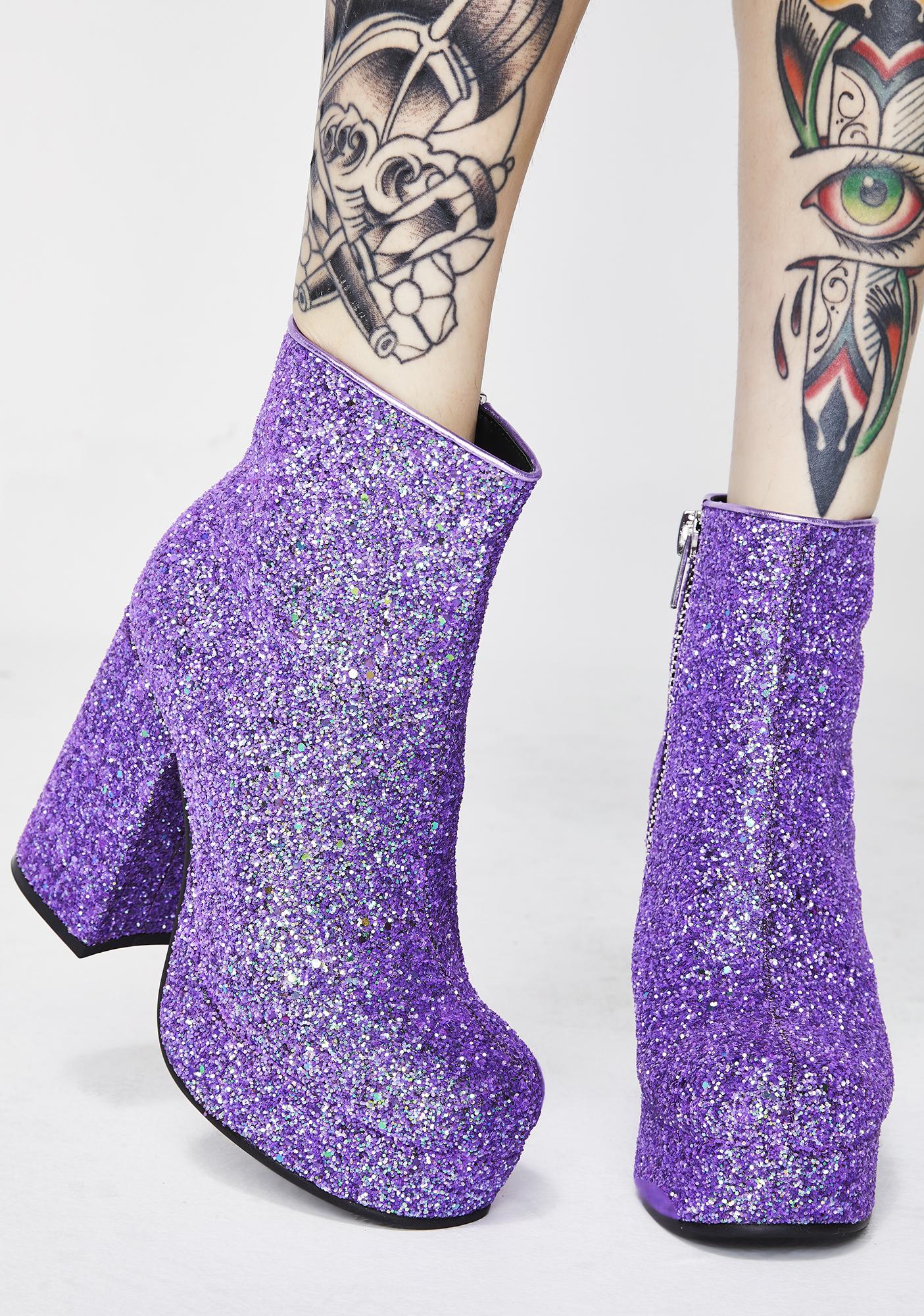 purple sparkle boots