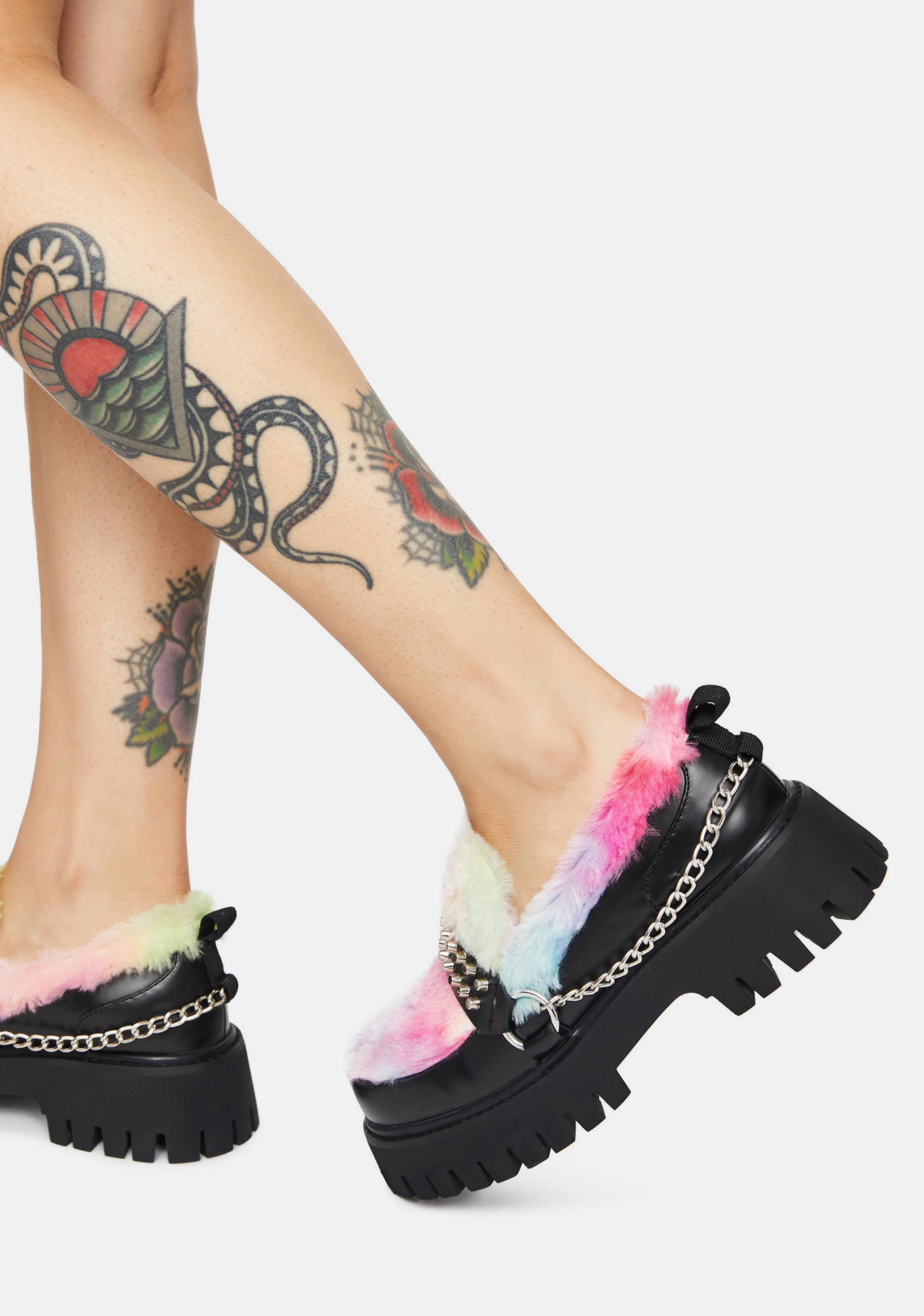 Koi Footwear Studded Furry Oxfords Dolls Kill