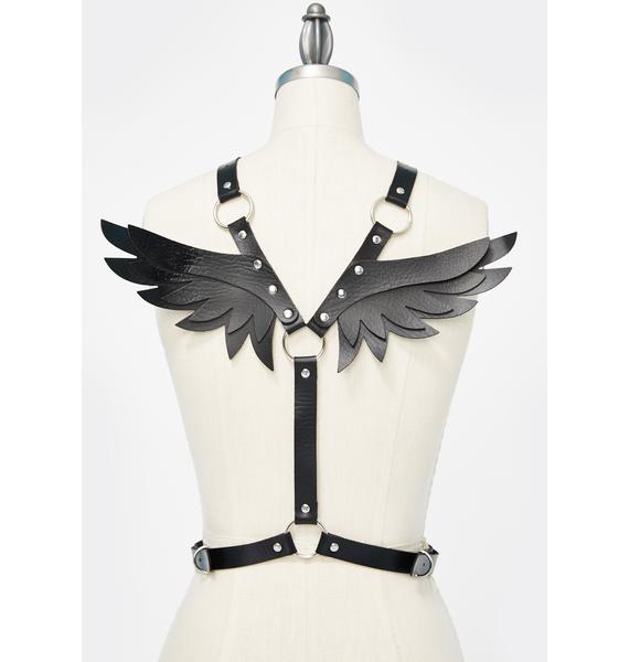 Angel Wing Harness Black Vegan Leather Dolls Kill