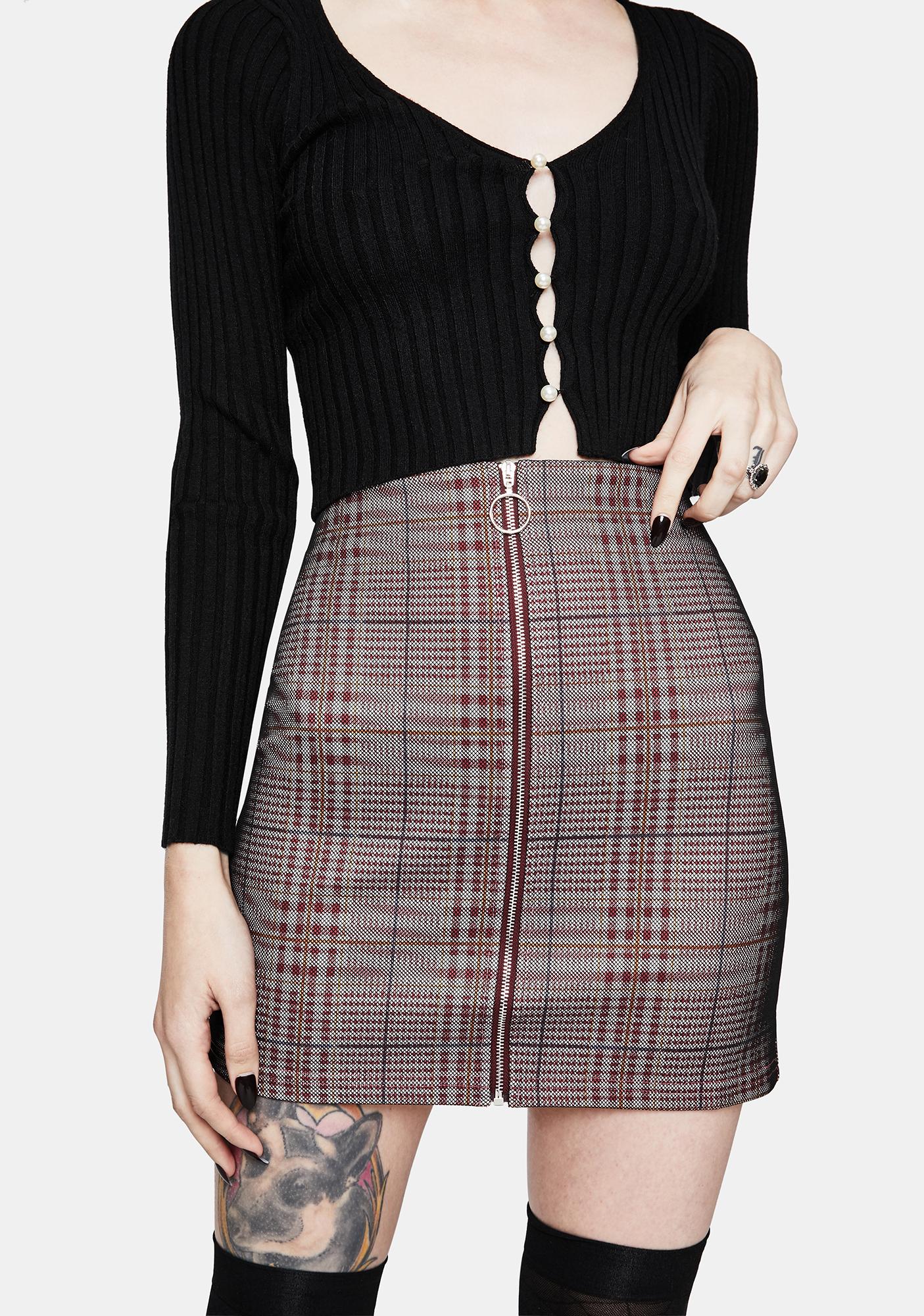 burgundy skirt with zip