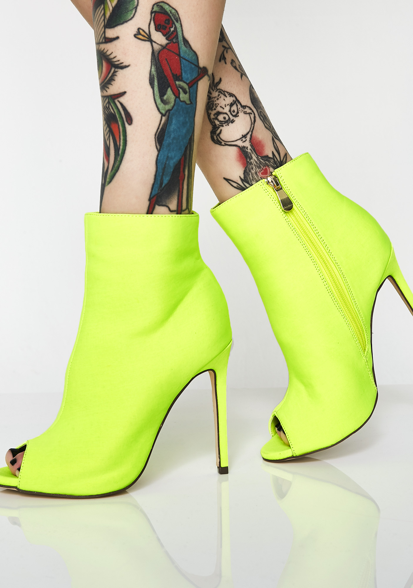neon peep toe boots