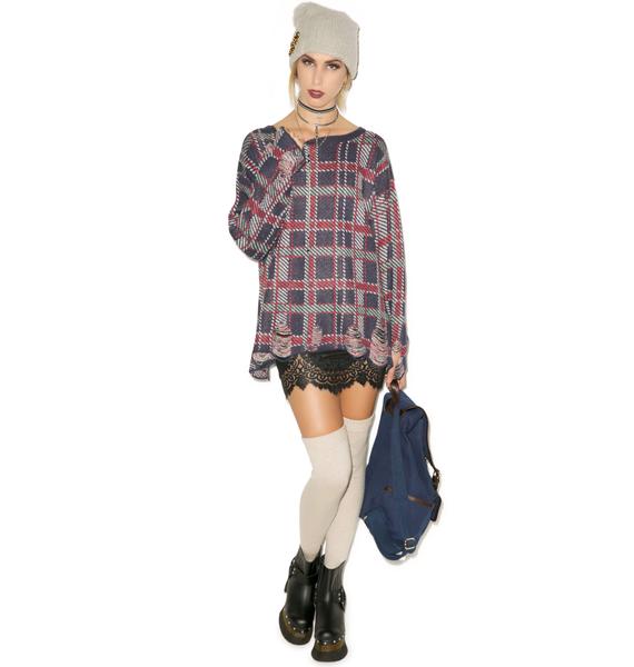 Wildfox Couture All Over Plaid Tight Knit | Dolls Kill