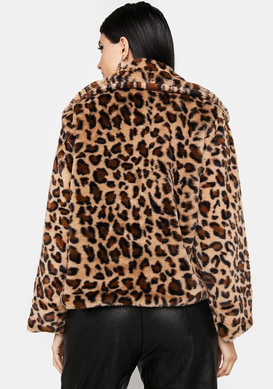splendid leopard faux fur jacket