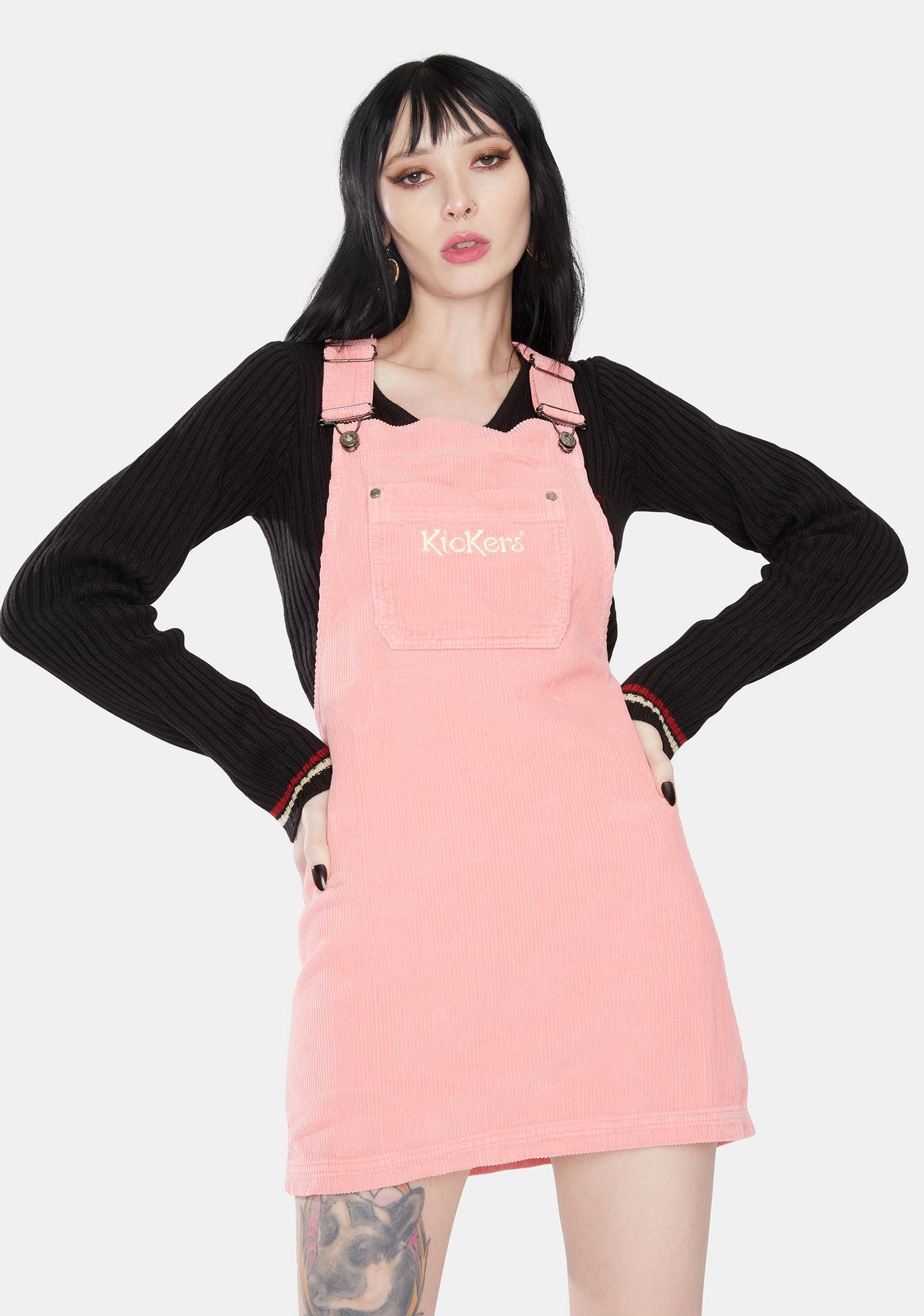 pink dungaree dress