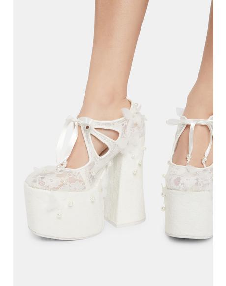 metronome lace platform heels