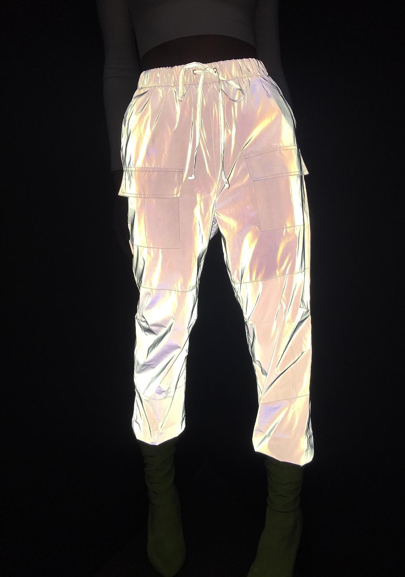 high waist reflective trousers