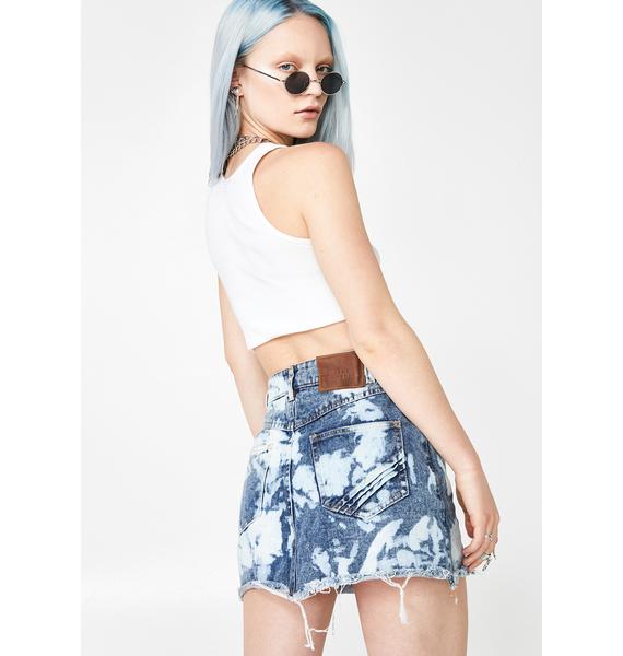 bleached denim skirt