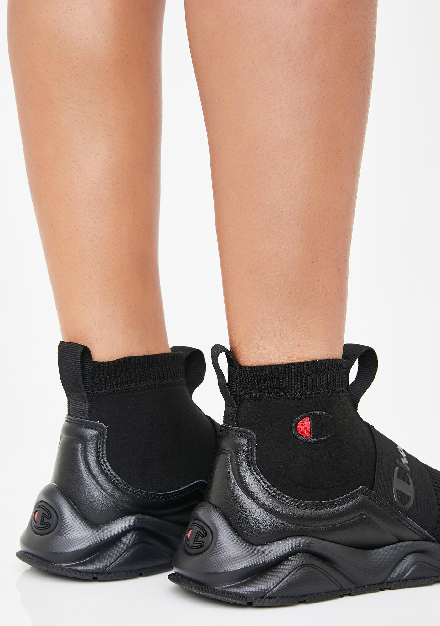 champion black rally sock sneakers